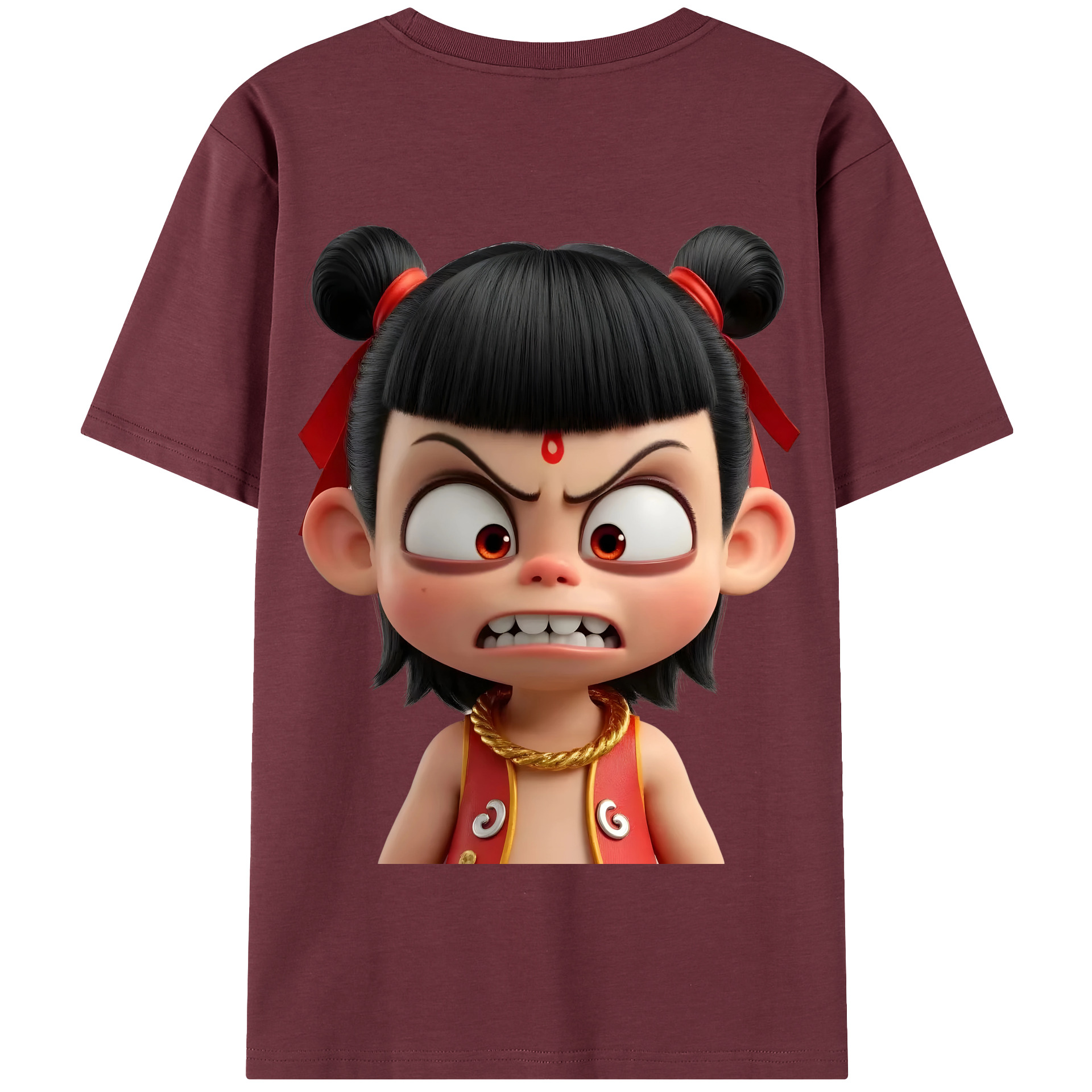 （画像用） Ne Zha 2 ナタ 魔童の大暴れ 綿100％半袖Tシャツ（背面プリント）